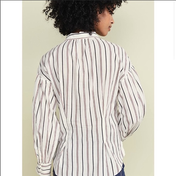 NWT JOIE MINYA STRIPE COLLAR BUTTON DOWN BLOUSE - Picture 3 of 9